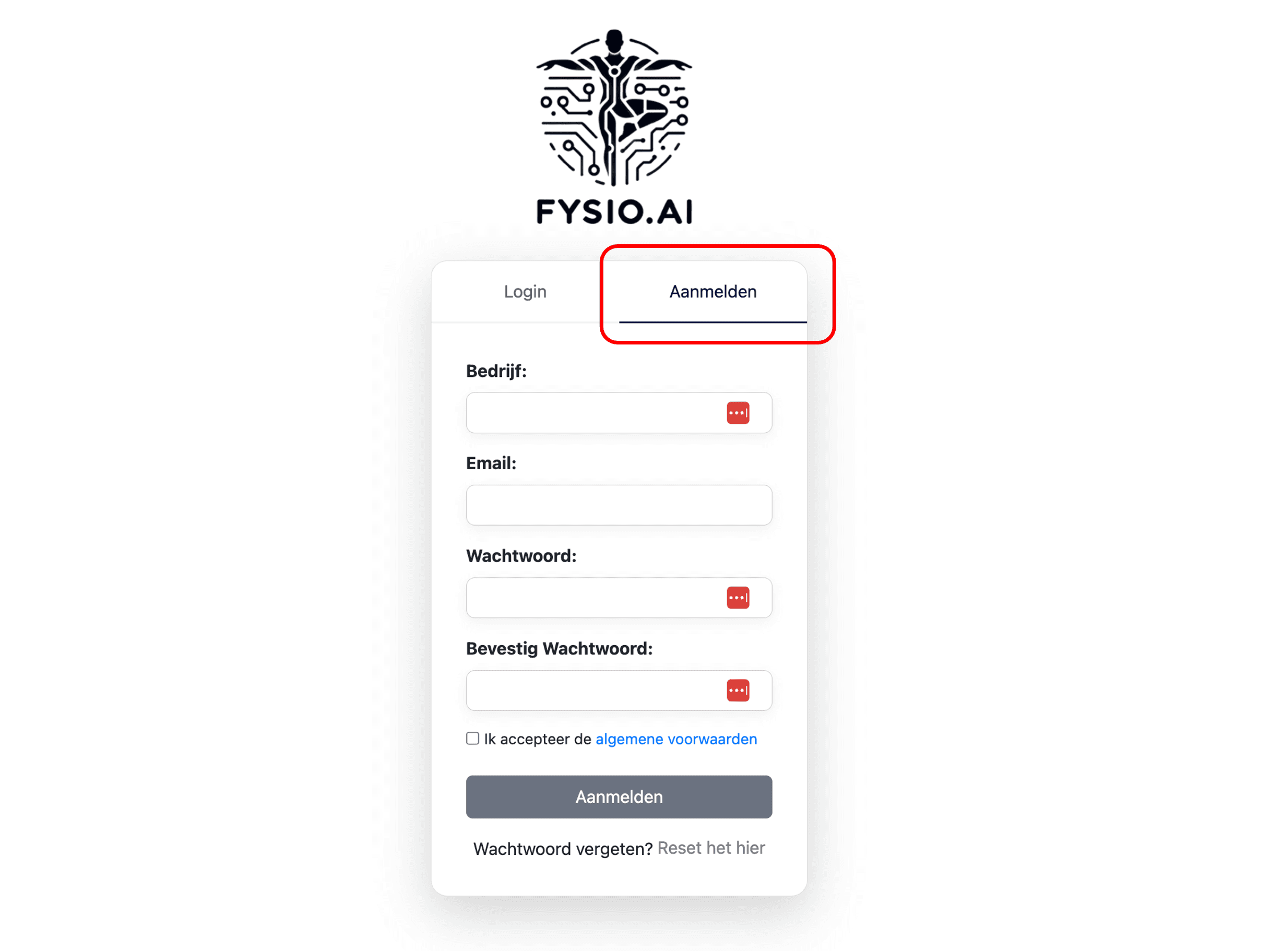 Screenshot voor Stap 1: Maak een account aan
